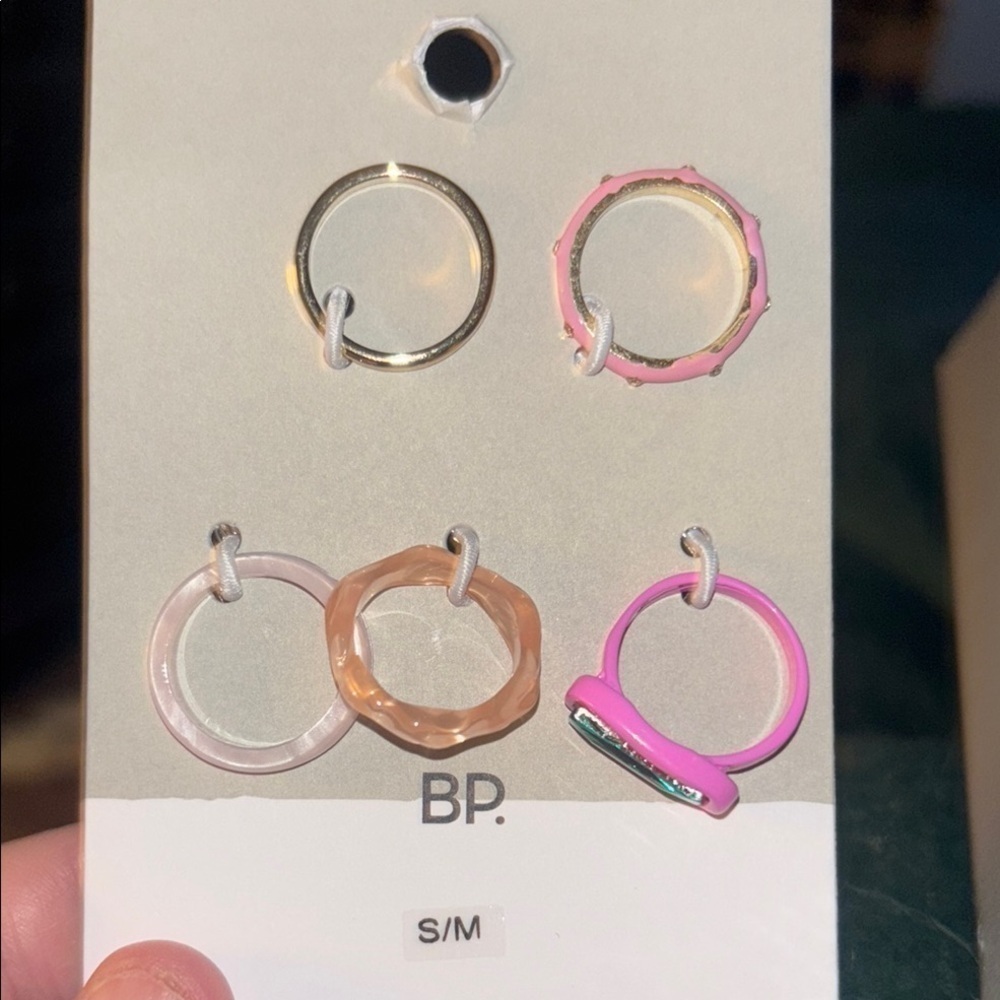 NWT BP Pink/Gold Mixed Ring Set S/M